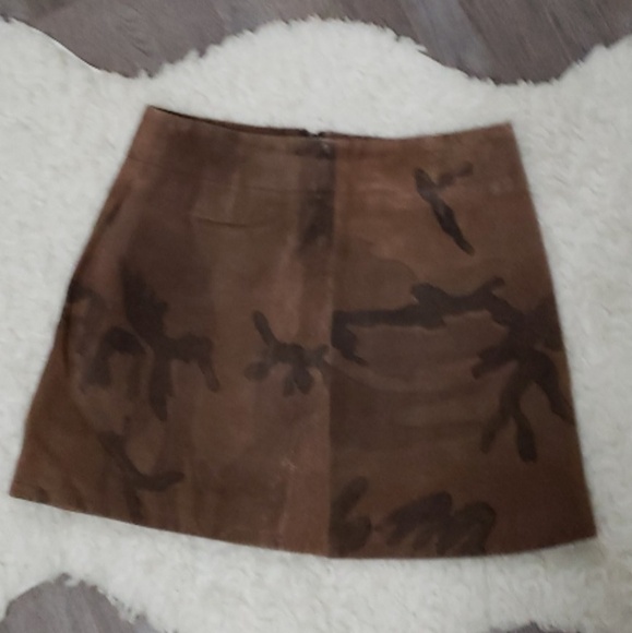 Blue asphalt genuine 100% leather suede skirt - Picture 3 of 7